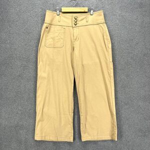 Flamingo Pants Womens XL Tan Khaki‎ Wide Leg Crop High Rise